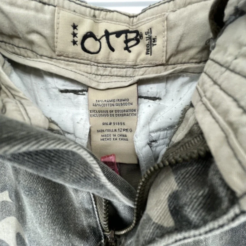 Vtg One Tuff Brand OTB Camo Cargo Pants Boys Youth 12 Hunting Grunge 24